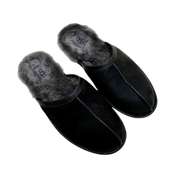UGG Genuine Shearling Scuff Slipper in Black/Grey - Picture 3 of 4